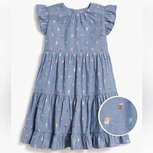 Crewcuts Girl's chambray shimmer clip-dot dress size 2
